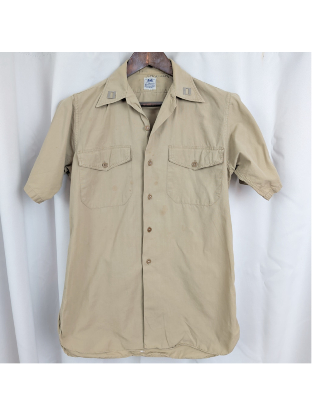 True Vintage Elbeco Short Sleeve Military Shirt with Pins